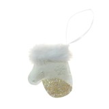 Decoratiune Craciun SYWWTSB-6621122, manusa, poliester, alba, 10 cm