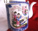 CEAINIC / CAFETIERA PORTELAN JAPONEZ DECOR CU GHEISE