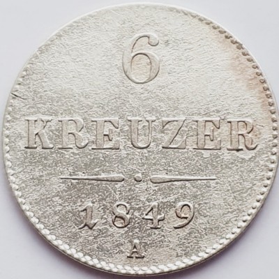 736 Austria 6 kreuzer 1849 Franz Joseph I - A - km 2200 argint foto