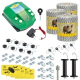 Pachet complet gard electric 3000m AgroElectro pentru animale salbatice, 7.2 Joule, 230V, cu izolatori, placi avertizare, bara impamantare