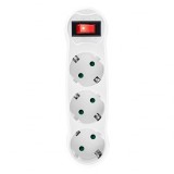 Adaptor cu trei prize si comutator Jamber, ABS, alb