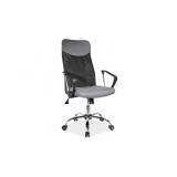 Scaun directorial SL Q025, suport lombar, stofa/mesh, mecanism de balans, cadru cromat, 100 kg, gri