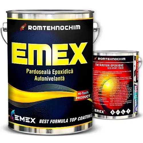 Pachet Pardoseala Epoxidica Autonivelanta &ldquo;Emex&rdquo; - Negru - Bid. 20 Kg + Intaritor 4 Kg