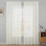 Set de 2 perdele din voal MIULEE, transparente, fabricate din poliester voal cu buzunar pentru prăjini, perdea transparentă aerisită decorativă pentru