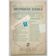 JURISPRUDENTA GENERALA , PUBLICATIUNE SAPTAMANALA DE JURISPRUDENTA REZUMATA ROMANA SI STREINA , NR.7 , 1942