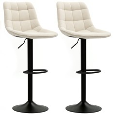 HOMCOM Scaune de bar moderne, Set de 2 scaune de bar pivotante cu spatar, reglabile in inaltime, cu suport pentru picioare, tapitate, Bej | Aosom Roma