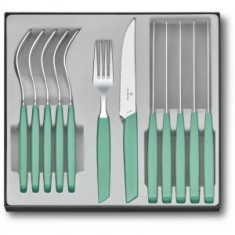 Set 6 Cutite Si 6 Furculite Victorinox, Swiss Modern Table, Lama Zimtata 12cm, Verde Menta foto
