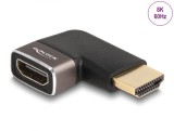 Adaptor metalic HDMI 8K60Hz T-M unghi 90 grade stanga, Delock 60082