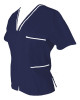 Halat Medical Pe Stil, Bluemarin cu Fermoar si garnitura alba, 97% Bumbac, Model Adelina - 2XL, Bleumarin