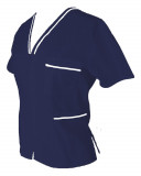 Halat Medical Pe Stil, Bluemarin cu Fermoar si garnitura alba, 97% Bumbac, Model Adelina - XS, Bleumarin