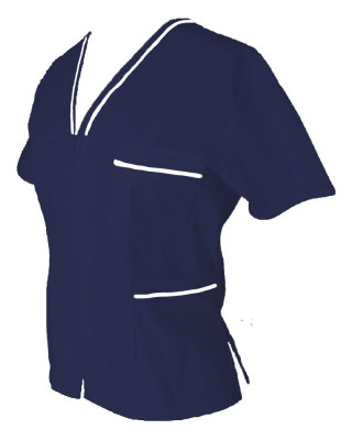 Halat Medical Pe Stil, Bluemarin cu Fermoar si garnitura alba, 97% Bumbac, Model Adelina - 2XL foto