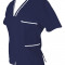 Halat Medical Pe Stil, Bluemarin cu Fermoar si garnitura alba, 97% Bumbac, Model Adelina - 2XL