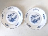 Lot 2 farfurii albe cu decor albastru, Arc Arcopal France, 19 cm diametru