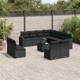 Gossi set canapele de gradina, 12 piese, cu perne, negru, poliratan