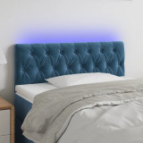 VidaXL Tăblie de pat cu LED, albastru &icirc;nchis, 100x7x78/88 cm, catifea
