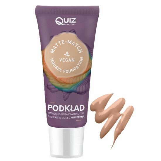 Fond de ten spuma Matte-Match Mousse Beige, Quiz Cosmetics nr 02, cu adaptare la nuanta tenului, 30ml