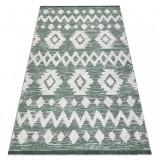 Covor ECO SISAL BOHO MOROC Etno Zig zag 22319 franjuri - două niveluri de l&acirc;nă verde / cremă, covor reciclat, 194x290 cm, Dreptunghi