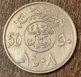C50 - Moneda foarte veche - Arabia Saudita - 50 halalah - 1/2 riali - 1988