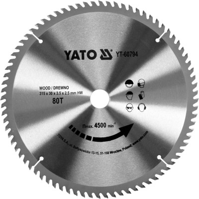 YATO Disc circular pentru lemn 315 x 30 x 3.5 T80 foto