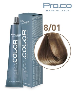 Vopsea de par profesionala PRO.COLOR 100 ml - Pro.Co - 8/01 BLOND DESCHIS CENUSIU foto