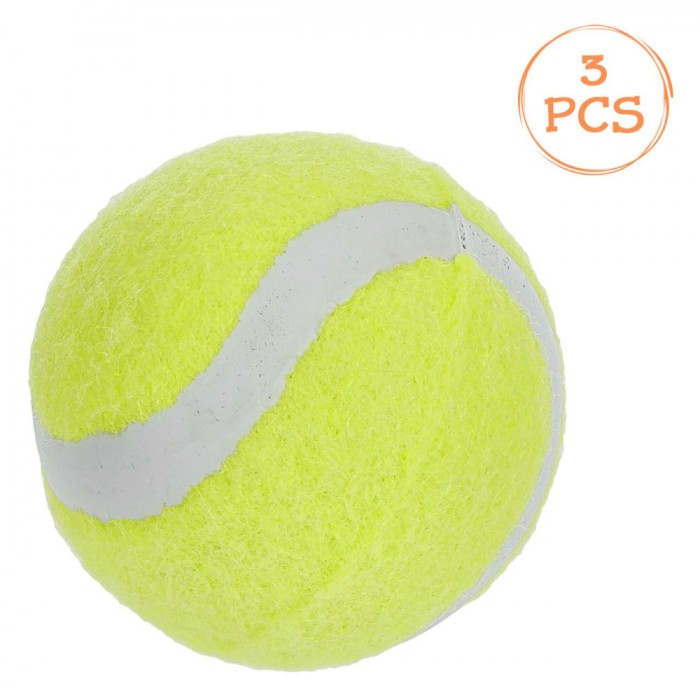 Set Jucării C&acirc;ini, Mingi Tenis, 3 Bucăți, Verde Fluorescent, Diametru 5cm