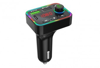 Transmitator FM Bluetooth 2x USB negru cu lumina de fundal foto