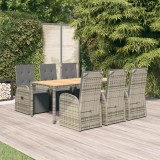 VidaXL Set mobilier de grădină cu perne, 7 piese, gri, poliratan