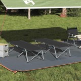 vidaXL Paturi de camping pliabile , 2 piese cu geantă, negre, din material 600D Oxford
