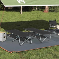 vidaXL Pat pliabil pentru camping Manual 2 pcs Negru 62 x 194 x 42 cm