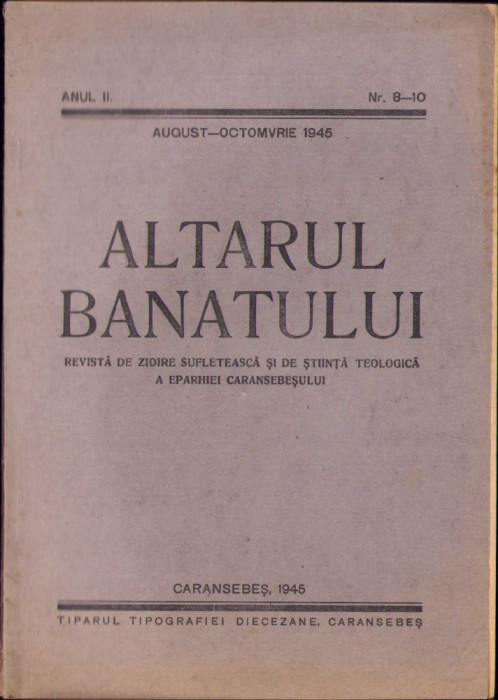 HST C1146 Revista Altarul Banatului 8-10/1945 Caransebeș