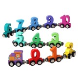 Trenulet Magnetic, Flippy, din Lemn, Model Cifre, 62 cm, +3 Ani, Jucarie de Asamblat, Multicolor