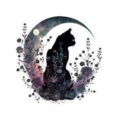Sticker decorativ Pisica Noptii, Multicolor, 56 cm, 5526ST foto
