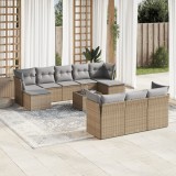 vidaXL Set canapele de grădină cu perne, 11 piese, bej, poliratan