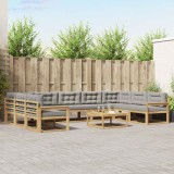 vidaXL Set de canapele de exterior cu pernă 10 pcs Alb și gri deschis 3387060
