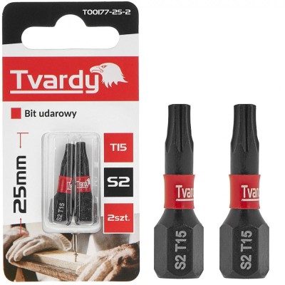 Set biti de impact T15, 25 mm S2, 2 bucati, Tvardy T00177-25-2 foto