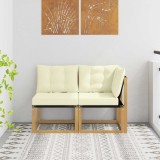 vidaXL Canapea de exterior din mijloc și colț cu pernă 2 Bucată Alb 901617