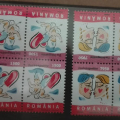 TIMBRE ROMANIA MNH LP1503 b /2000 ZIUA INDRAGOSTITILOR BLOC DE 4 TIMBRE