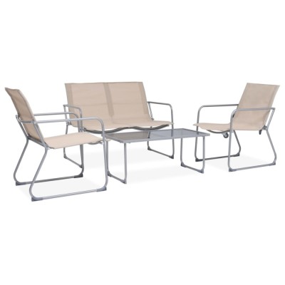 vidaXL Set mobilier de grădină, 4 piese, crem, oțel și textil foto
