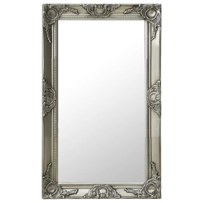 Oglindă de perete &icirc;n stil baroc, argintiu, 50 x 80 cm