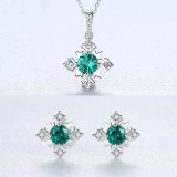 Cumpara ieftin Set Colier si Cercei Din Argint Piatra Fulg De Zapada -Verde- SET399M, Argintboutique