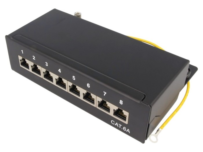 Conector RJ45 Patch Panel Cat 6a Neagra Murale IDC