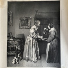 Gerard Ter Borch II, Femeie care se spală pe m&acirc;ini, litografie, 1837