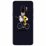 Husa silicon pentru Samsung S9 Plus, ET Riding Bike Funny Illustration