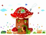 Sticker camere copii - Casuta din ciuperca
