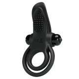 Inel vibrator pentru penis cu stimulator clitoridian Pretty Love negru
