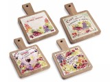 Set 4 platouri servire lemn ceramica cm 12 x 18 H