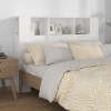 Tablie de pat cu dulap, alb extralucios, 140x18,5x104,5 cm GartenMobel Dekor, vidaXL