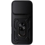 Husa tip capac spate TPU negru, inel si protectie camera, pentru Honor 600, 600 Pro