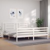 VidaXL Cadru pat cu tăblie 200x200 cm, alb, lemn masiv 3194722