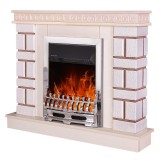 Semineu electric Nazarii mini Jasmine &amp; Galileo silver, Efect 3D, Telecomanda, 2 trepte de putere, Art Flame